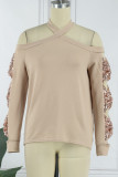 Street Solid Sequins With Bow Halter Tops