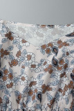 Sweet Print V Neck Waist Skirt Dresses