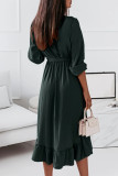 Celebrities Elegant Frenulum V Neck Irregular Dress Dresses