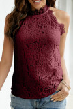 Sweet Elegant Solid Lace Hollowed Out Half A Turtleneck Tops
