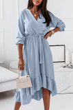 Celebrities Elegant Frenulum V Neck Irregular Dress Dresses