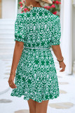 Sweet National Totem Bandage POLO collar A Line Short Sleeve Dress