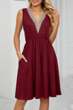 Casual Street Solid Pocket V Neck A Line Dresses