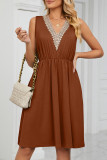 Casual Street Solid Pocket V Neck A Line Dresses