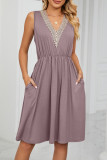 Casual Street Solid Pocket V Neck A Line Dresses