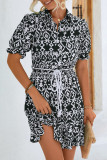 Sweet National Totem Bandage POLO collar A Line Short Sleeve Dress