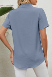 Casual Work Solid Turndown Collar Tops
