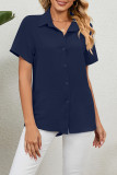 Casual Work Solid Turndown Collar Tops