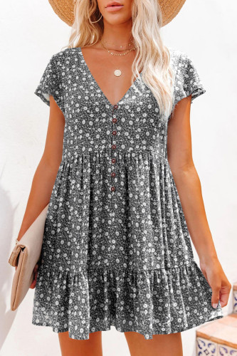 Sweet Elegant Print V Neck Princess Dresses