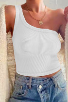 Casual Simplicity Solid Solid Color Oblique Collar Tops
