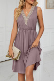 Casual Street Solid Pocket V Neck A Line Dresses