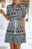 Sweet National Totem Bandage POLO collar A Line Short Sleeve Dress