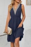 Casual Street Solid Pocket V Neck A Line Dresses