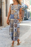 Casual National Totem Patchwork O Neck A Line Dresses