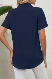 Casual Work Solid Turndown Collar Tops