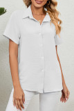 Casual Work Solid Turndown Collar Tops