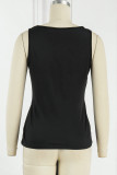 Casual Solid Sequins V Neck Tops