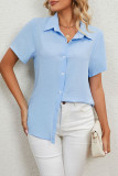 Casual Work Solid Turndown Collar Tops