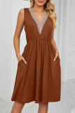 Casual Street Solid Pocket V Neck A Line Dresses