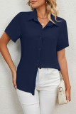 Casual Work Solid Turndown Collar Tops