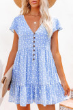 Sweet Elegant Print V Neck Princess Dresses