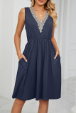 Casual Street Solid Pocket V Neck A Line Dresses