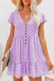 Sweet Elegant Print V Neck Princess Dresses