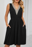 Casual Street Solid Pocket V Neck A Line Dresses