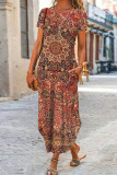Casual National Totem Patchwork O Neck A Line Dresses