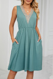 Casual Street Solid Pocket V Neck A Line Dresses