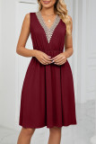 Casual Street Solid Pocket V Neck A Line Dresses