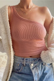 Casual Simplicity Solid Solid Color Oblique Collar Tops