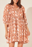 Street Vacation Floral Frenulum V Neck Beach Dress Dresses