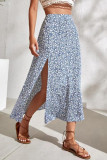 Casual Vacation Print Slit Straight High Waist Type A Full Print Bottoms