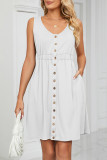 Casual Street Solid Pocket Buckle O Neck A Line Dresses
