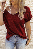 Casual Simplicity Solid Patchwork V Neck Tops