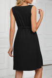 Casual Street Solid Pocket Buckle O Neck A Line Dresses