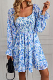 Bohemian Vintage Print Flounce U Neck Printed Dress Dresses