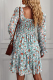 Bohemian Vintage Print Flounce U Neck Printed Dress Dresses