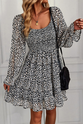 Bohemian Vintage Print Flounce U Neck Printed Dress Dresses