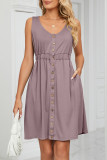 Casual Street Solid Pocket Buckle O Neck A Line Dresses