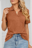 Casual Simplicity Solid Pocket Turndown Collar T-Shirts