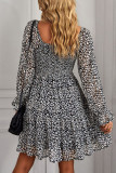 Bohemian Vintage Print Flounce U Neck Printed Dress Dresses