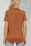 Casual Simplicity Solid Pocket Turndown Collar T-Shirts