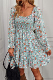 Bohemian Vintage Print Flounce U Neck Printed Dress Dresses