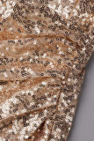 Sexy Elegant Solid Sequins Backless V Neck Sling Dress Dresses