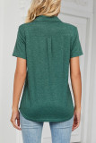 Casual Simplicity Solid Pocket Turndown Collar T-Shirts
