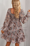 Bohemian Vintage Print Flounce U Neck Printed Dress Dresses