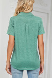 Casual Simplicity Solid Pocket Turndown Collar T-Shirts