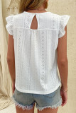 Casual Work Solid Hollowed Out V Neck Tops